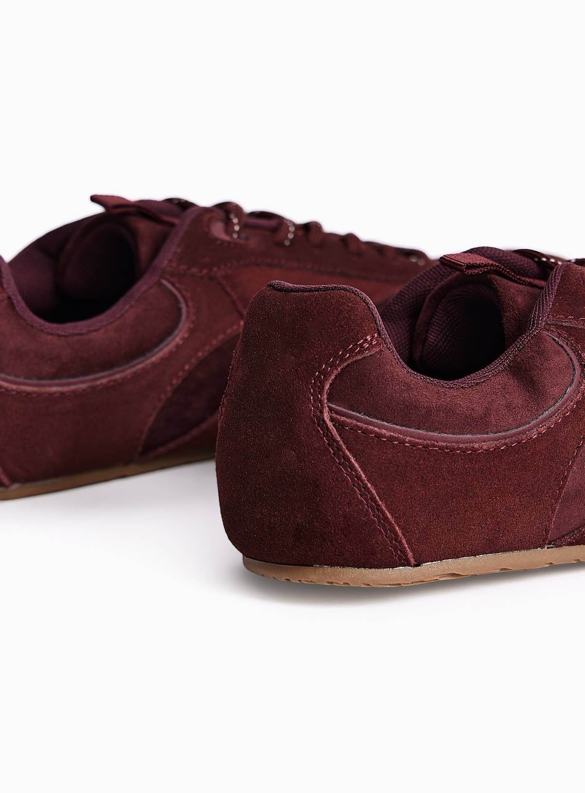 Dark Red Retro Sporty Suede Trainers 7 - Image 4